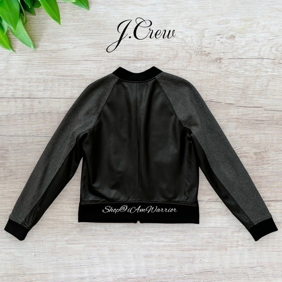 J.Crew leather & wool houndstooth zip moto bomber jacket *shop@iamwarrior - Picture 8 of 14